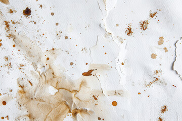 Detailed Texture of White Watercolor Paper with Stains