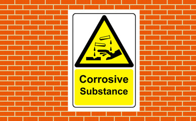 Obraz premium Corrosive substance sign on a wall