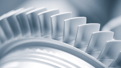 Part of a metal turbine printed on a 3D printer, new additive technologies concept background