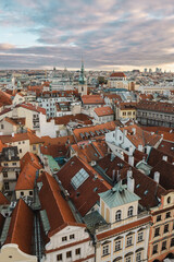 Beautiful winter sunset in Prague