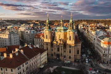 Fototapeta premium Beautiful winter sunset in Prague