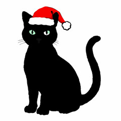 Christmas cat vector, Hand Drawn Cats Vector Illustration,
