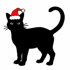 Christmas cat vector, Hand Drawn Cats Vector Illustration,