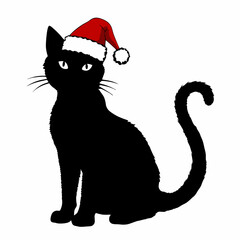 Christmas cat vector, Hand Drawn Cats Vector Illustration,