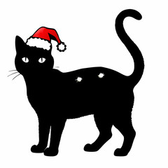 Christmas cat vector, Hand Drawn Cats Vector Illustration,