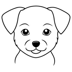Cute puppy face in simple line art, perfect for coloring.