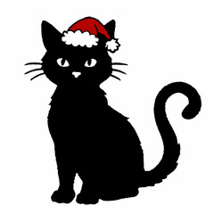 Christmas cat vector, Hand Drawn Cats Vector Illustration,