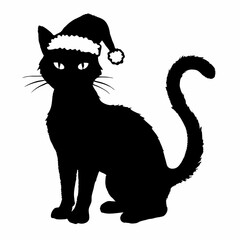 Christmas cat vector, Hand Drawn Cats Vector Illustration,