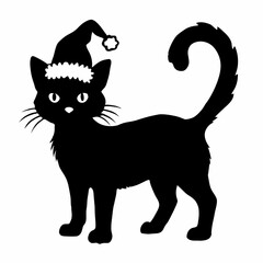 Christmas cat vector, Hand Drawn Cats Vector Illustration,