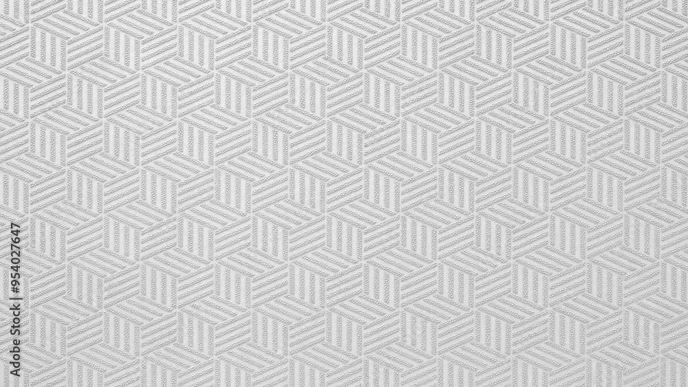 Poster A white and gray patterned fabric with a diamond shape design. The pattern is very intricate and the fabric is very texture background smooth