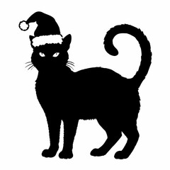 Christmas cat vector, Hand Drawn Cats Vector Illustration,