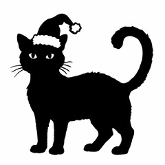 Christmas cat vector, Hand Drawn Cats Vector Illustration,