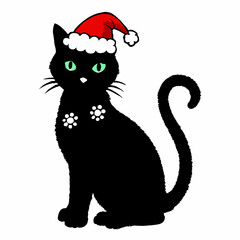Christmas cat vector, Hand Drawn Cats Vector Illustration,
