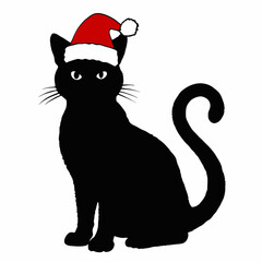 Christmas cat vector, Hand Drawn Cats Vector Illustration,