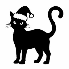 Christmas cat vector, Hand Drawn Cats Vector Illustration,