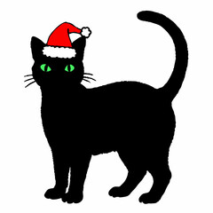Christmas cat vector, Hand Drawn Cats Vector Illustration,