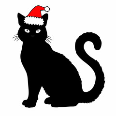 Christmas cat vector, Hand Drawn Cats Vector Illustration,