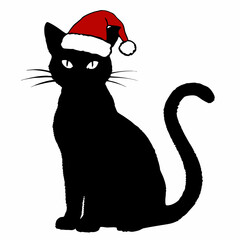 Christmas cat vector, Hand Drawn Cats Vector Illustration,