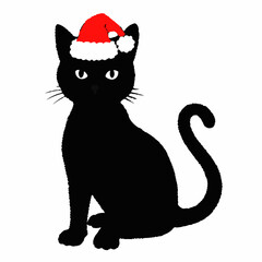 Christmas cat vector, Hand Drawn Cats Vector Illustration,