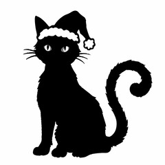 Christmas cat vector, Hand Drawn Cats Vector Illustration,
