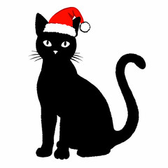 Christmas cat vector, Hand Drawn Cats Vector Illustration,