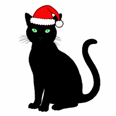 Christmas cat vector, Hand Drawn Cats Vector Illustration,