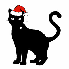 Christmas cat vector, Hand Drawn Cats Vector Illustration,