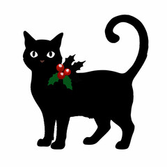 Christmas cat vector, Hand Drawn Cats Vector Illustration,