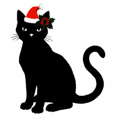 Christmas cat vector, Hand Drawn Cats Vector Illustration,
