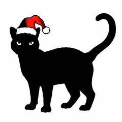 Christmas cat vector, Hand Drawn Cats Vector Illustration,