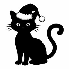 Christmas cat vector, Hand Drawn Cats Vector Illustration,