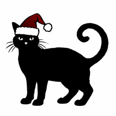 Christmas cat vector, Hand Drawn Cats Vector Illustration,