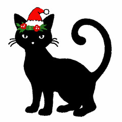 Christmas cat vector, Hand Drawn Cats Vector Illustration,