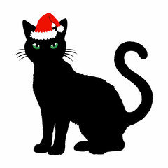 Christmas cat vector, Hand Drawn Cats Vector Illustration,