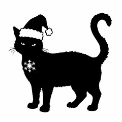 Christmas cat vector, Hand Drawn Cats Vector Illustration,
