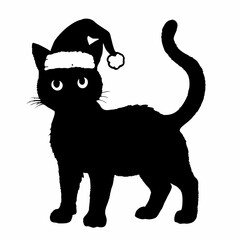 Christmas cat vector, Hand Drawn Cats Vector Illustration,