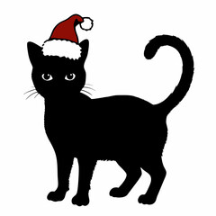 Christmas cat vector, Hand Drawn Cats Vector Illustration,