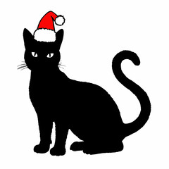 Christmas cat vector, Hand Drawn Cats Vector Illustration,