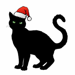 Christmas cat vector, Hand Drawn Cats Vector Illustration,