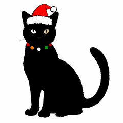 Christmas cat vector, Hand Drawn Cats Vector Illustration,