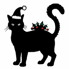 Christmas cat vector, Hand Drawn Cats Vector Illustration,