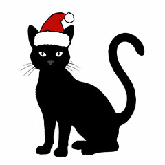 Christmas cat vector, Hand Drawn Cats Vector Illustration,