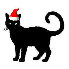 Christmas cat vector, Hand Drawn Cats Vector Illustration,