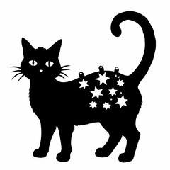 Christmas cat vector, Hand Drawn Cats Vector Illustration,