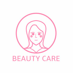 Beauty care, woman face beauty icon outline vector illustration