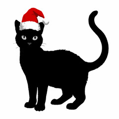 Christmas cat vector, Hand Drawn Cats Vector Illustration,