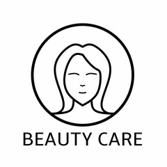 Beauty care, woman face beauty icon outline vector illustration