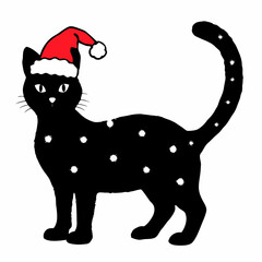 Christmas cat vector, Hand Drawn Cats Vector Illustration,