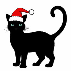 Christmas cat vector, Hand Drawn Cats Vector Illustration,