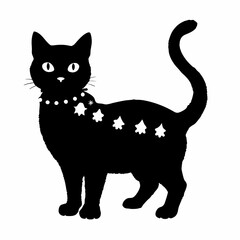 Christmas cat vector, Hand Drawn Cats Vector Illustration,